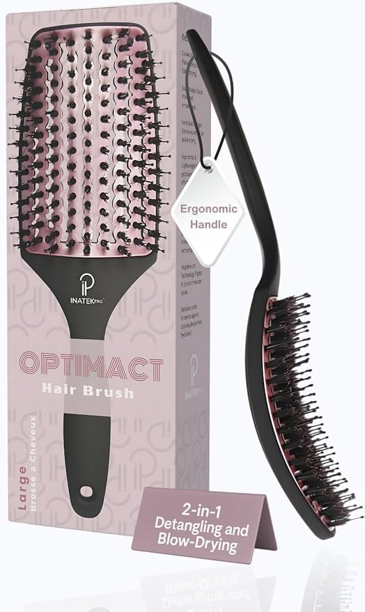 Professional Hair Brush – Curved Vented Boar Bristle Paddle Brush